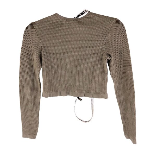 House of CB London Women's Major Crop Top Knit Crew Neck Mocha Brown M/L - Picture 2 of 4